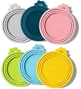 IVIA PET Food Can Lids, 6 Pcs Silicone Pet Food Can Covers for Dog &amp; Cat Food, One Tin Cap Fit Mo...