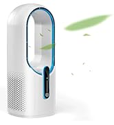 Misby Desk Fan, 11.8 Inch Portable Bladeless Fan, Small Quiet Rechargeable Table Fan, 3 Adjustabl...