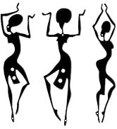 DICYWUDI 3 Pieces African Black Metal Wall Arts, Rustic Farmhouse Decor, Ethnic Dance Style Drawi...