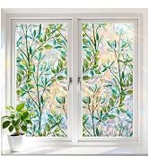rabbitgoo Window Privacy Film, Stained Glass Window Film Decorative, 3D Rainbow Static Cling Colo...