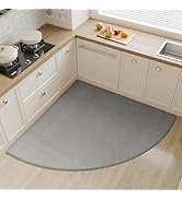 YDKGL Corner Kitchen Rugs Non Slip Washable, Rubber Backing Circular Sector Kitchen Mats for Floo...