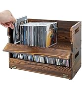 MyGift Rustic Burnt Wood Stackable CD Storage Boxes with Cutout Handles and Magnetic Flap Closure...