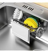 Cisily Kitchen Sink Caddy Sponge Holder in The Sink, Stainless Steel Kitchen Sink Organizer, Brus...