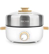 Aroma Housewares AMC-130 Whatever Pot, Indoor Grill, Cooking, Hot Pot with Glass Lid, Bamboo Hand...