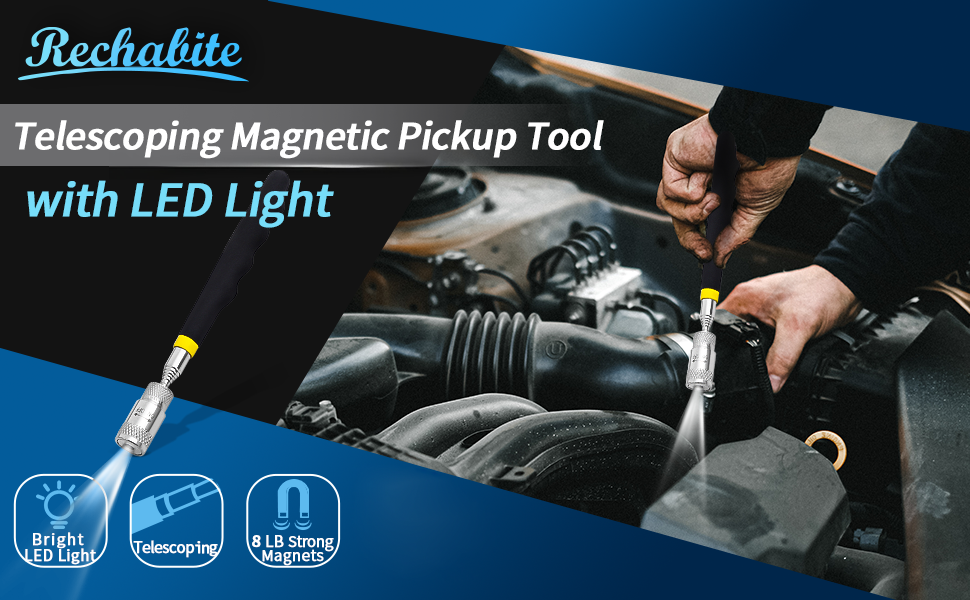 telescoping Magnetic Pickup Tool with led light