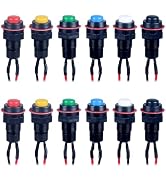 DMWD 12-Pack 10mm Mini Latching Push Button Switch AC 250V/1A 125V/2A ON-Off 2Pins with Pre-solde...