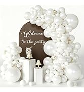 CVPARTYON Pearl White Balloons 120 Pcs Different Sizes 18 12 10 5 Inch White Latex Balloon Arch K...