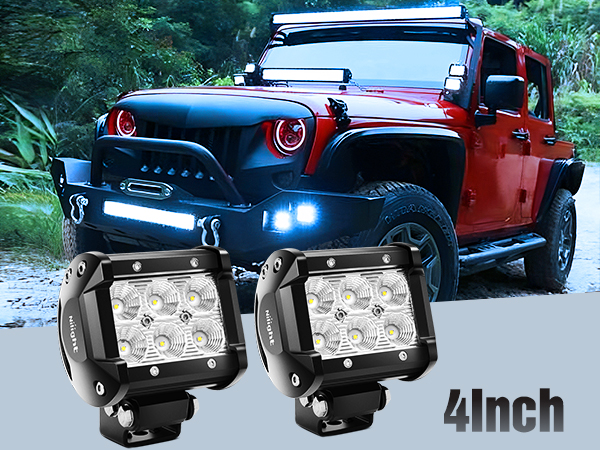 Nilight - 60001F-B Led Pods 2PCS 18W 1260LM Flood Off Road Lights Super Bright Driving Fog Light