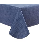 Pioggia Vinyl Tablecloth with Flannel Backing Rectangle Waterproof Oil-Proof Plastic Table Cloth ...