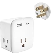 Cruise Ship Approved Outlet Extender, Non Surge Protector Power Strip with 3 AC Outlets &amp; 2 USB (...