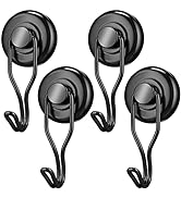 FINDMAG 4 Pack 60 lb+ Swivel Swing Magnetic Hooks Heavy Duty, Magnet with Hooks Strong Magnetic H...