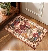 Lessymo Moroccan Washable Rugs for Entryway, Faux Wool 2x3 Small Area Rug for Kitchen Bathroom Co...
