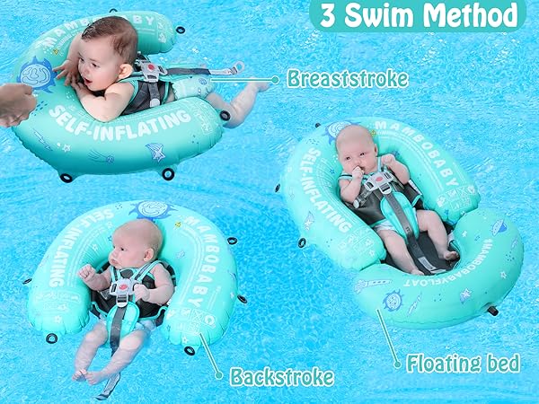 HECCEI Mambobaby Self-Inflating Baby Pool Floats Hammock with Canopy