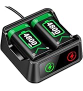 Xbox One Controller Battery Pack, 2x4800mWh Fast Charging USB Xbox Rechargeable Battery Pack Char...