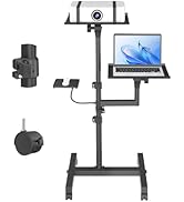 GSOW 2 Shelves Mobile Projector Stand, Rolling Laptop Stand Adjustable Height to 47 Inches, Podiu...