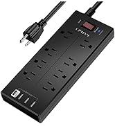 Power Strip, QINLIANF Surge Protector with 8 Outlets and 4 USB Ports, 6 Feet Extension Cord , 210...