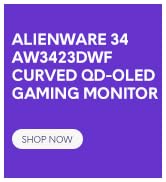 Alienware AW3423DWF Curved QD-OLED Gaming Monitor - 34-inch Quantum Dot OLED 0.1Ms 165Hz 21:9 Cur...