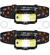 MIOISY Headlamp Rechargeable,1200 Lumen Ultra Bright LED Head Lamp Flashlight with White Red Ligh...
