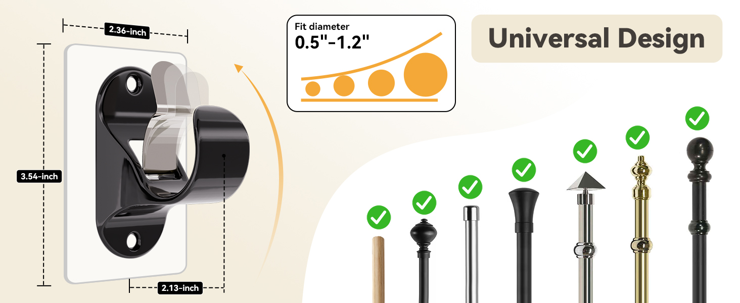 adhesive curtain rod holder
