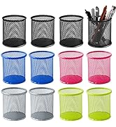 TooCust 12 PCS Mesh Pen Holder for Desk Office Pen Holder Makeup Brush Holder Pencil Cups Metal P...