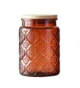 ANSQU Vintage Glass Jar, 23.7 FL OZ Glass Jar with Lid, Candy Jar with Lid, Vintage Colored Mason...
