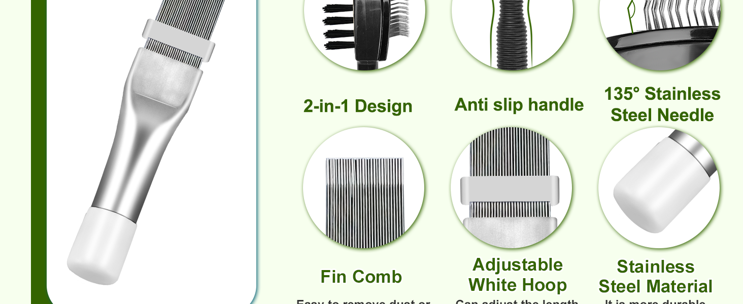 Air Conditioner Coil Cleaning Brush Fin Comb Straightener 2 PCS