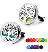 RoyAroma 2PCS 30mm Car Aromatherapy Essential Oil Diffuser Stainless Steel Locket with Vent Clip ...