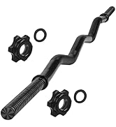 AZOI 47"" EZ Curl Bar Weight Lifting Bar 1-inch Curling Bars for Weight lifting with 2 Star Colla...