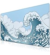 Samgula Big Mouse Pad Blue and White, Great Wave Desk Mouse Pads Office Desk Pads, Extra Large Ga...