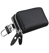 Berfi Life Car Key Fob Holder for Women, Genuine Leather Car Key Case Keychain Holder Metal Hook ...
