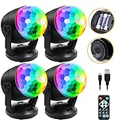 [4 Pack] Disco Ball Light, Sound Activated Party Lights w/Remote Battery Powered USB Portable DJ ...