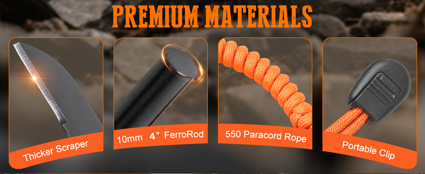Thick 4 inch flint and steel fire starter survival tool