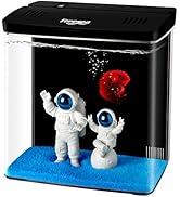 FREESEA Aquarium Betta Fish Tank: 1.5 Gallon Small Fish Starter Kit with Filter and Light for Hom...