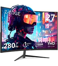 Z-Edge 27 inch Curved Gaming Monitor, FHD 1080P 300Hz 280Hz 240Hz Curved Monitor 1500R Computer Moni...