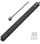 12-Outlet Slim Wall Mount Power Strip Surge Protector with Flat Plug Heavy Duty Mountable Power B...