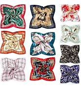 COOLANS 10 PCS Mixed Set Scarf 20 inch x 20 inch,Fashion Square Satin Neck Scarf Head scarf for W...