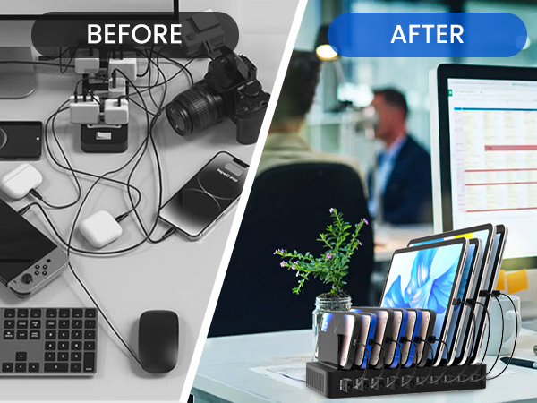 Tablet charging station for multiple devices