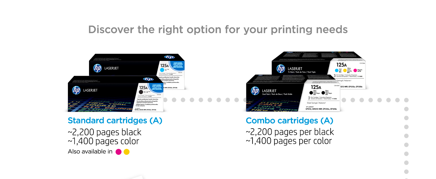original hp 125A toner standard multipack cartridges