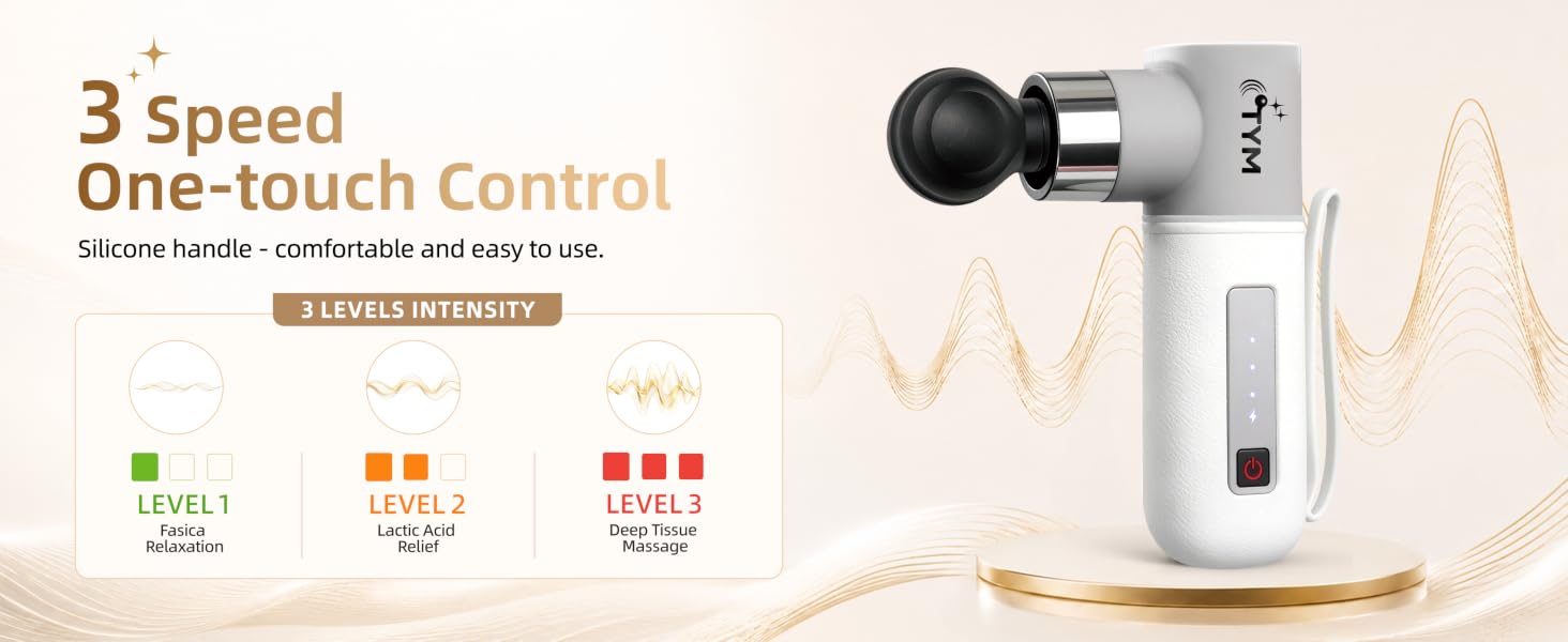 Percussion Massage Gun Deep Tissue With 4 Heads, Fascia Massager Gun Mini For Neck Muscle Massager