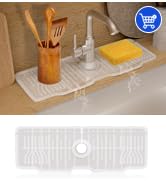 Sink Faucet Mat Splash Guard, 5° Slope Silicone Faucet Draining Mat for Kitchen Sink