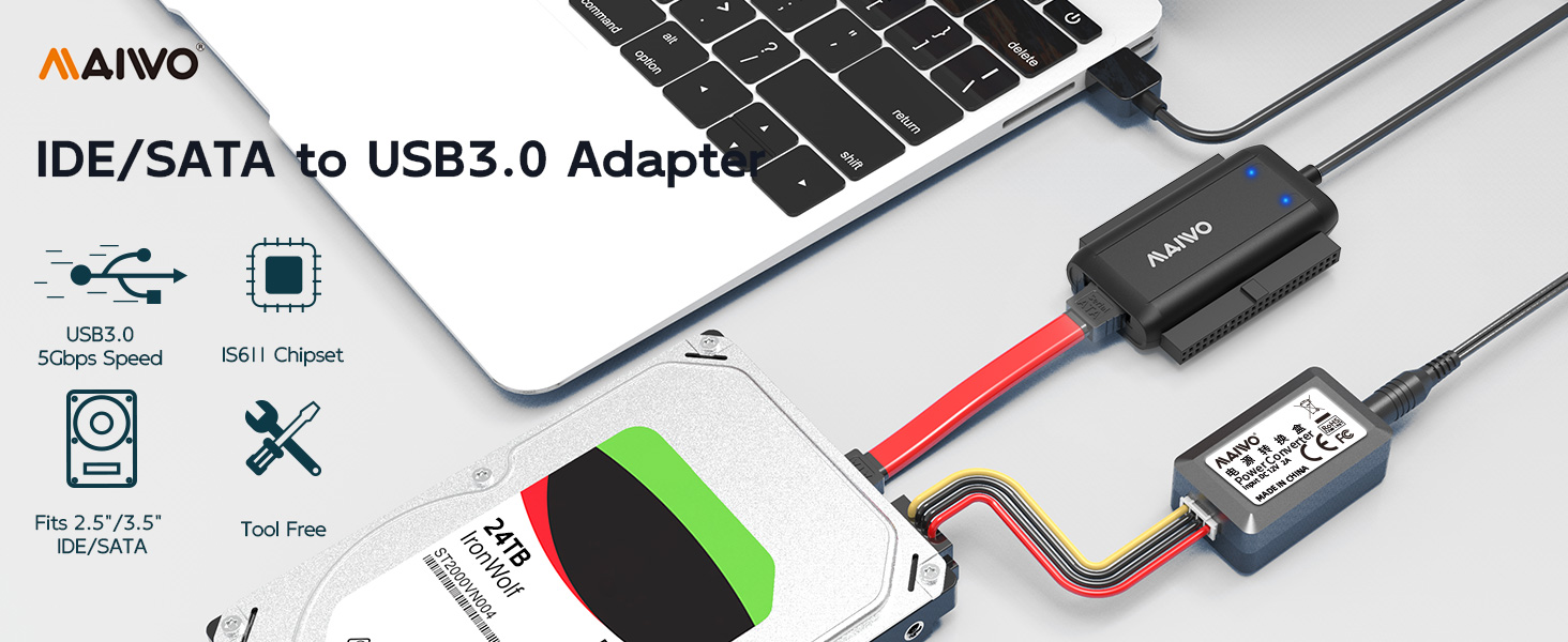 SATA IDE to USB 3.0 Adapter External Hard Drive Ultra Recovery Converter for Universal IDE SATA