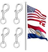 PAMASE Flag Clips for Flagpole Rope - 4pcs 3.35" Heavy Duty Zinc Alloy Metal Swivel Hooks for Out...