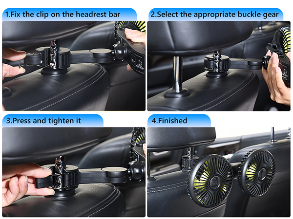 DICMKY Dual Head Car Cooling Fan for Back Seat