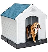 ZENY Plastic Dog House - Waterproof Dog Kennel with Air Vents and Elevated Floor All Weather Indo...