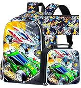 CCJPX 16" Race Cars Backpack for Boys, 3Pcs Kids Water Resistant Preschool Bookbags,Cool Kinderga...