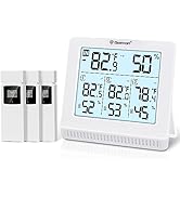 Geevon Indoor Outdoor Thermometer Wireless with 3 Remote Sensors, Digital Hygrometer Thermometer,...