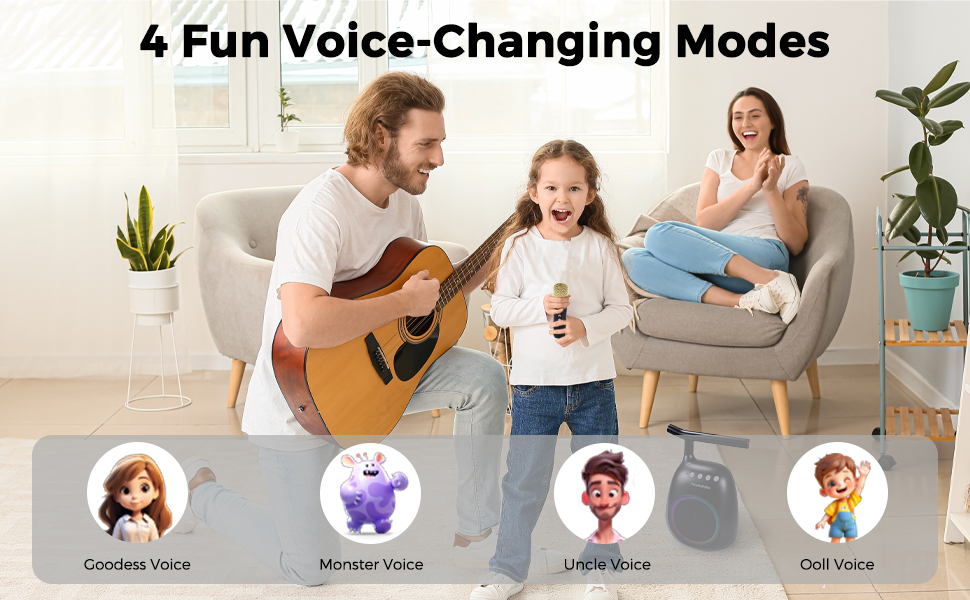 Karaoke Machine for kids Adults Portable Bluetooth Speaker with 2 Wireless Microphones family