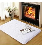 qulint 2x3 Area Rug for Bedroom, Fluffy White Rug for Girls Shag Fuzzy Small Carpet for Living Ro...
