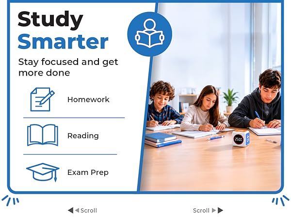 Visual timer for students, homework, reading, exam preparation, study sessions, focus, productivity