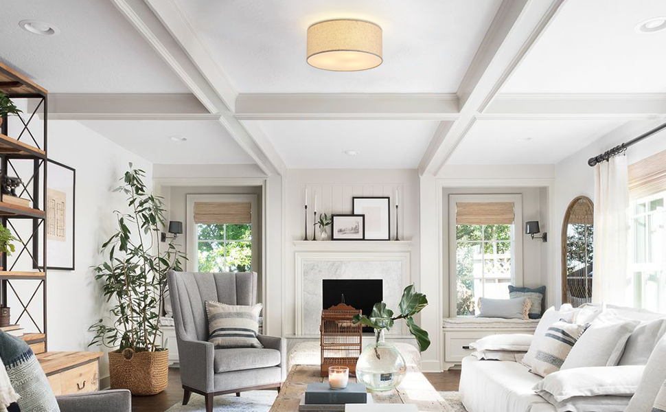 linen flush mount ceiling light